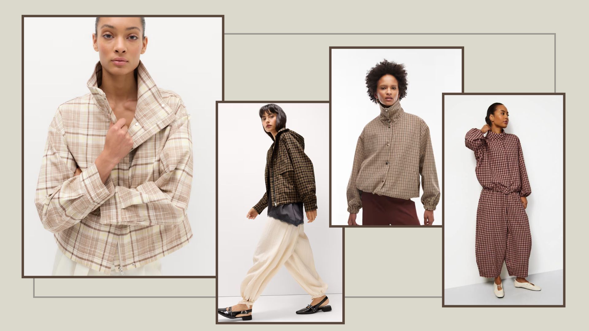 Heritage checks are the new way to wear a funnel neck jacket this autumn