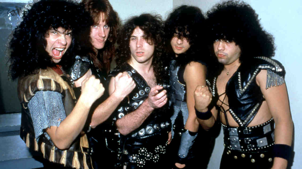 Armored Saint posing for a photograph in the mid-80s