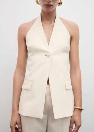 Halter-Neck Gilet With Jewel Button