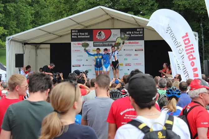 U23 women's cross country podium at the European championships