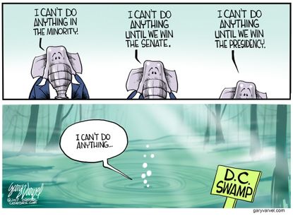 Political Cartoon U.S. GOP Swamp Trump DC