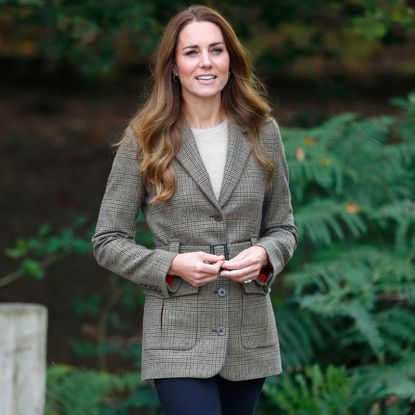 Kate Middleton wearing check blazer