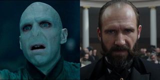 Ralph Fiennes as Lord Voldemort in Harry Potter and then as Moriarty in Holmes & Watson