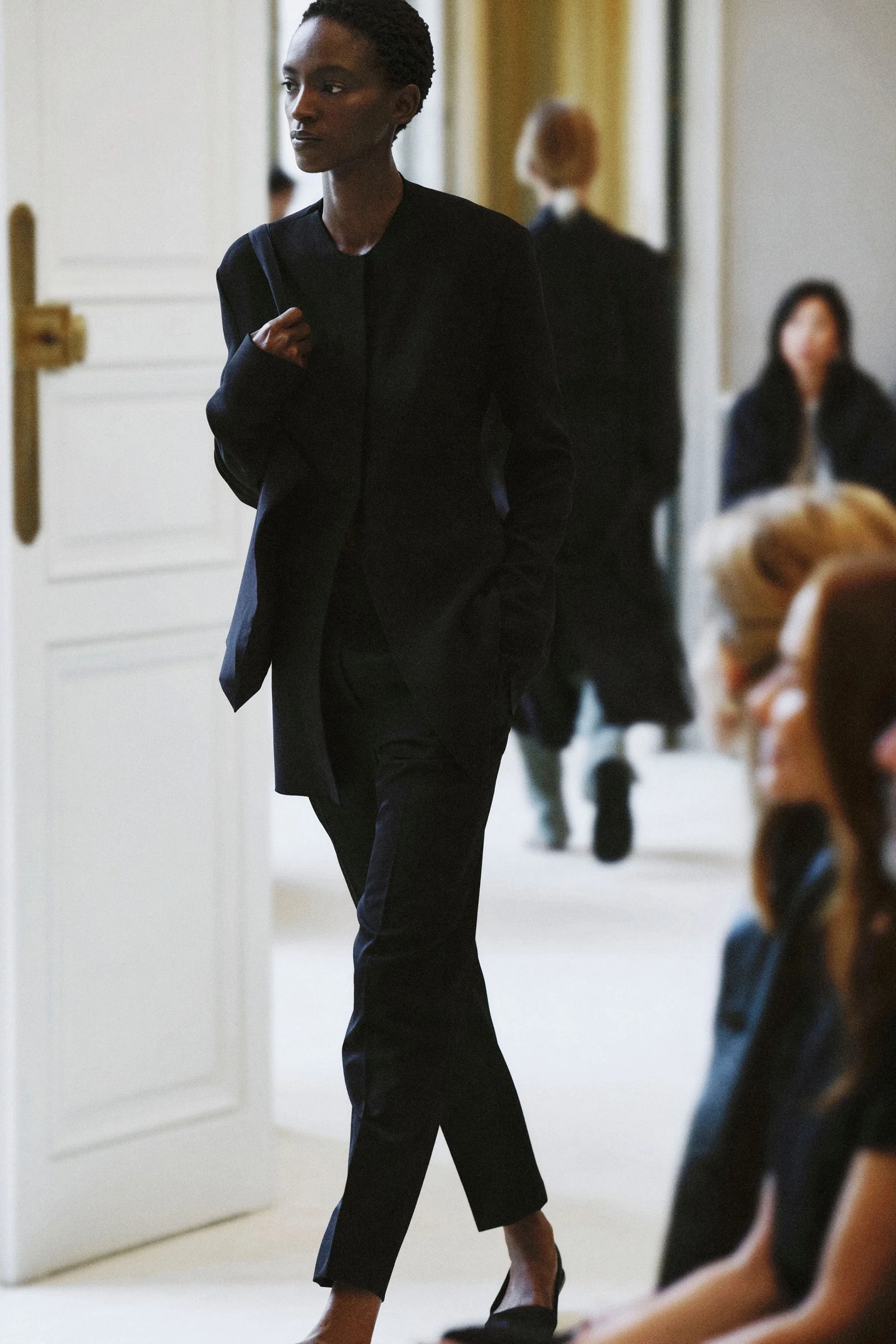 a model walks the The Row summer 2027 runway during Paris Fashion Week