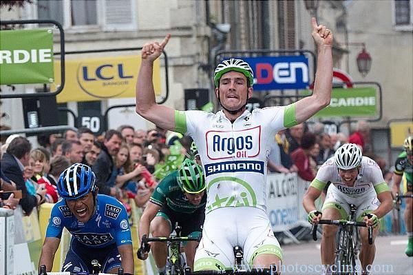 John Degenkolb (Argos-Shimano) celebrates victory in the first stage of the Tour de Picardie.