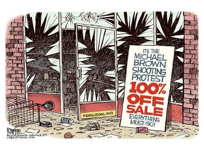 Political cartoon Ferguson looting