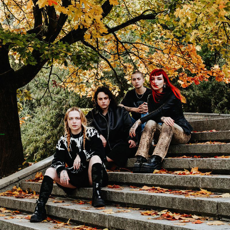Witch Fever band photo, against a forest background