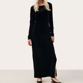 Long sleeve velvet black maxi dress from John Lewis