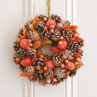 An autumn wreath in orange and browns