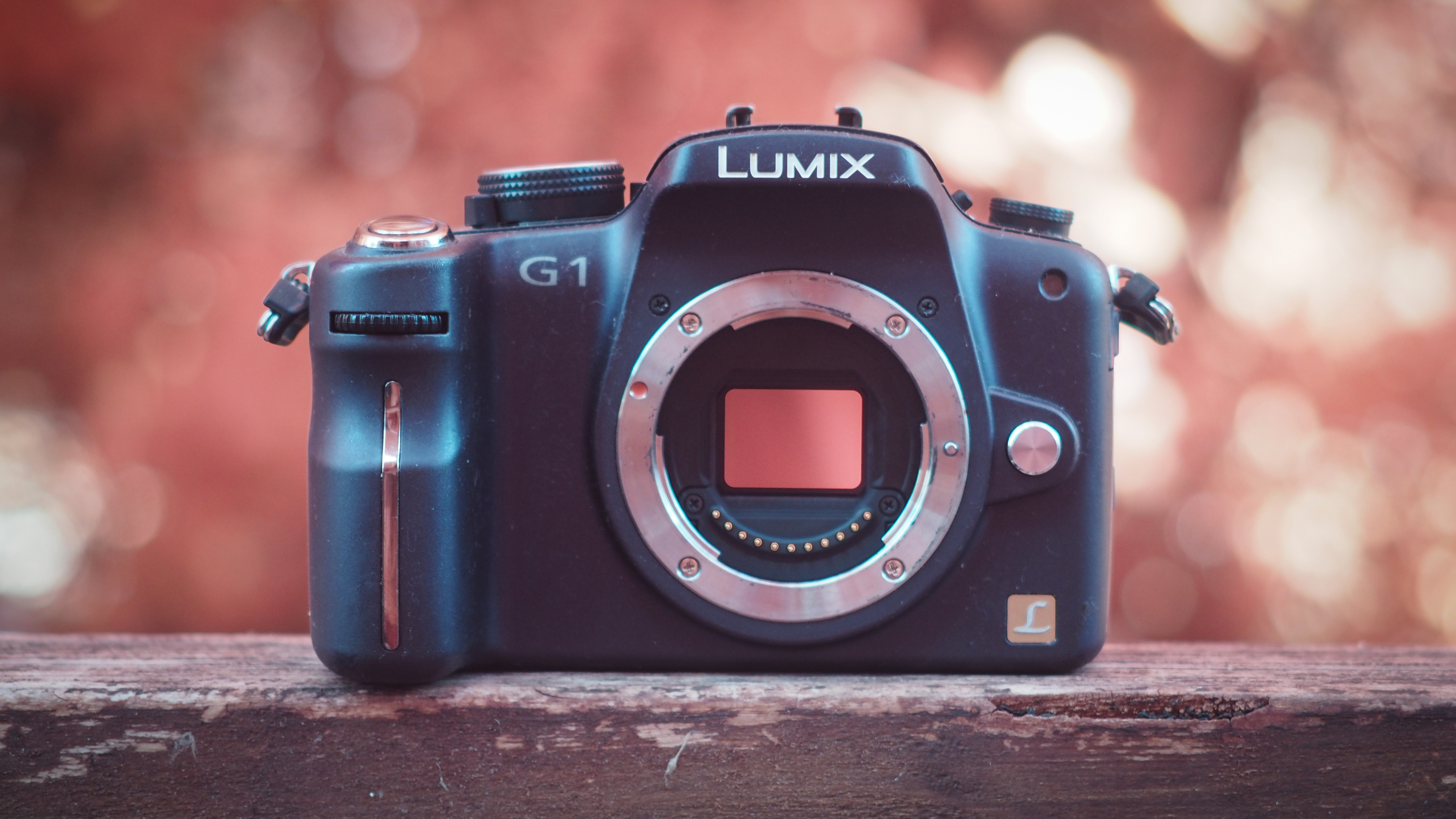 Panasonic Lumix G1, sat on a wooden surface outdoors