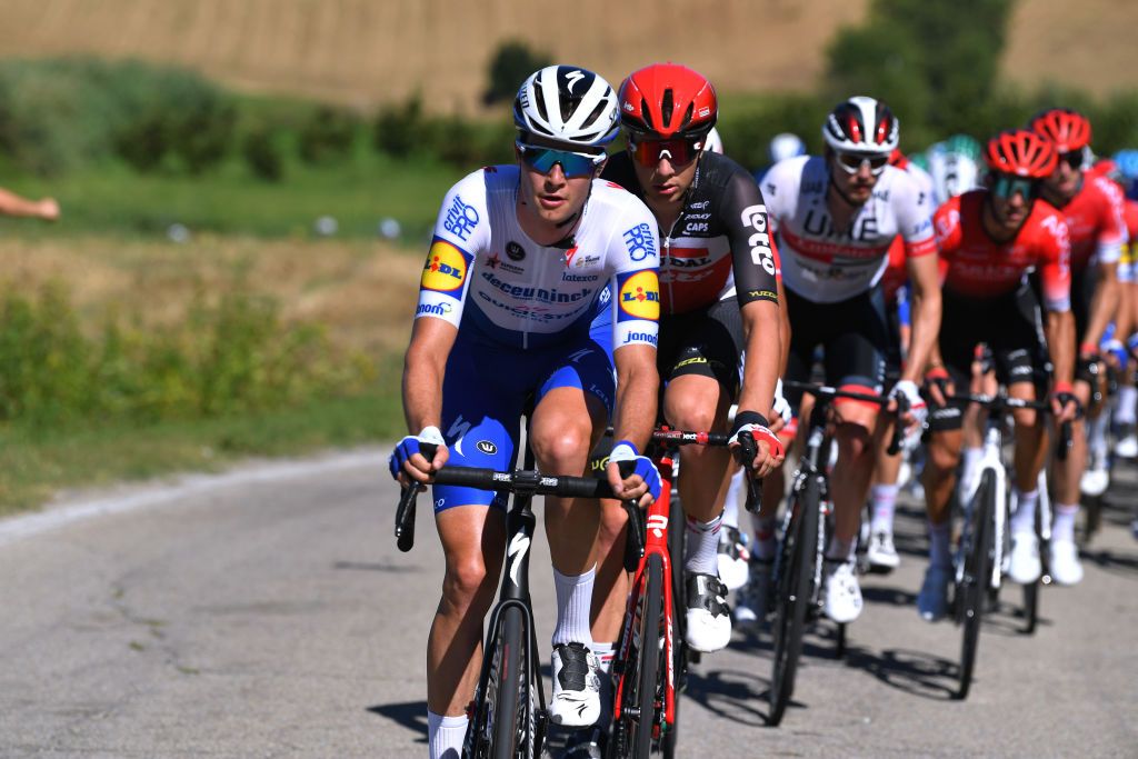 TURIN ITALY AUGUST 05 Ian Garrison of United States and Team Deceuninck QuickStep Florian Vermeersch of Belgium and Team Lotto Soudal during the 101st Milano Torino 2020 a 198km race from Mesero to Stupinigi Turin MilanoTorino on August 05 2020 in Stupinigi Turin Italy Photo by Tim de WaeleGetty Images