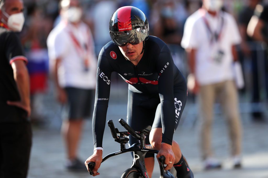 SANTIAGO DE COMPOSTELA SPAIN SEPTEMBER 05 Thomas Pidcock of United Kingdom and Team INEOS Grenadiers after the 76th Tour of Spain 2021 Stage 21 a 338 km Individual Time Trial stage from Padrn to Santiago de Compostela lavuelta LaVuelta21 ITT on September 05 2021 in Santiago de Compostela Spain Photo by Gonzalo Arroyo MorenoGetty Images