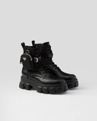 Monolith Leather and Re-Nylon Combat Boots With Pouch