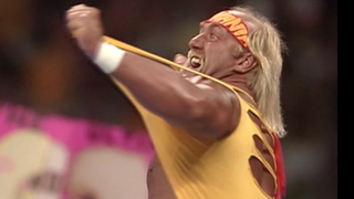 Hulk Hogan tearing off his shirt.