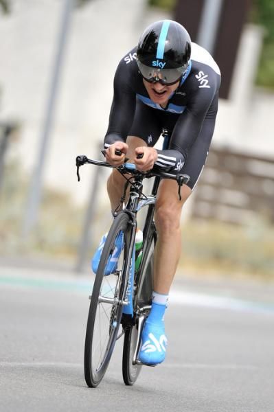 Great Britain's Geraint Thomas (Sky) put in a strong ride in the 49km time trial.