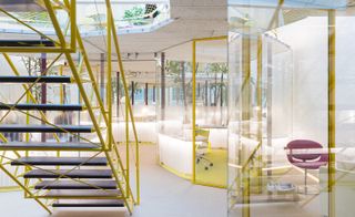 Second Hom and its bright yellow interiors accents in Holland Park, London