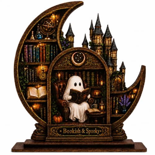 Halloween Decor, Bookish and Spooky Bookshelf Scene