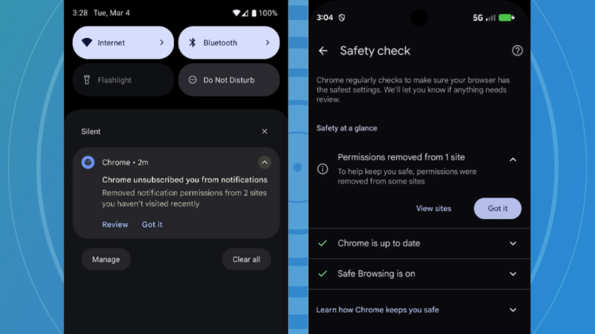 Google Chrome for Android notification settings