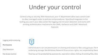 Nextcloud's webpage discussing administrative security