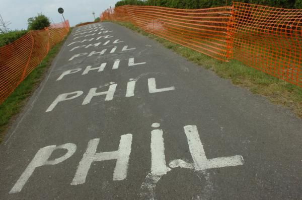 Gilbert's name is all over the road