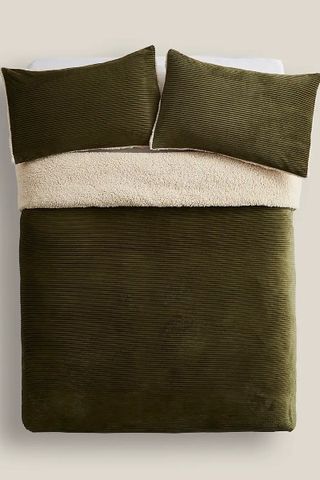 Cosy Cord Sherpa Stripe Duvet Cover & Pillowcase Set