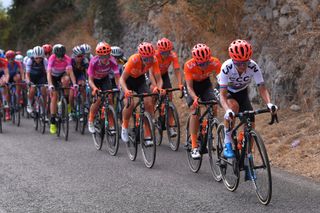 Ashleigh Moolman Pasio (CCC-Liv) leading the peloton at the 2020 Giro Rosa