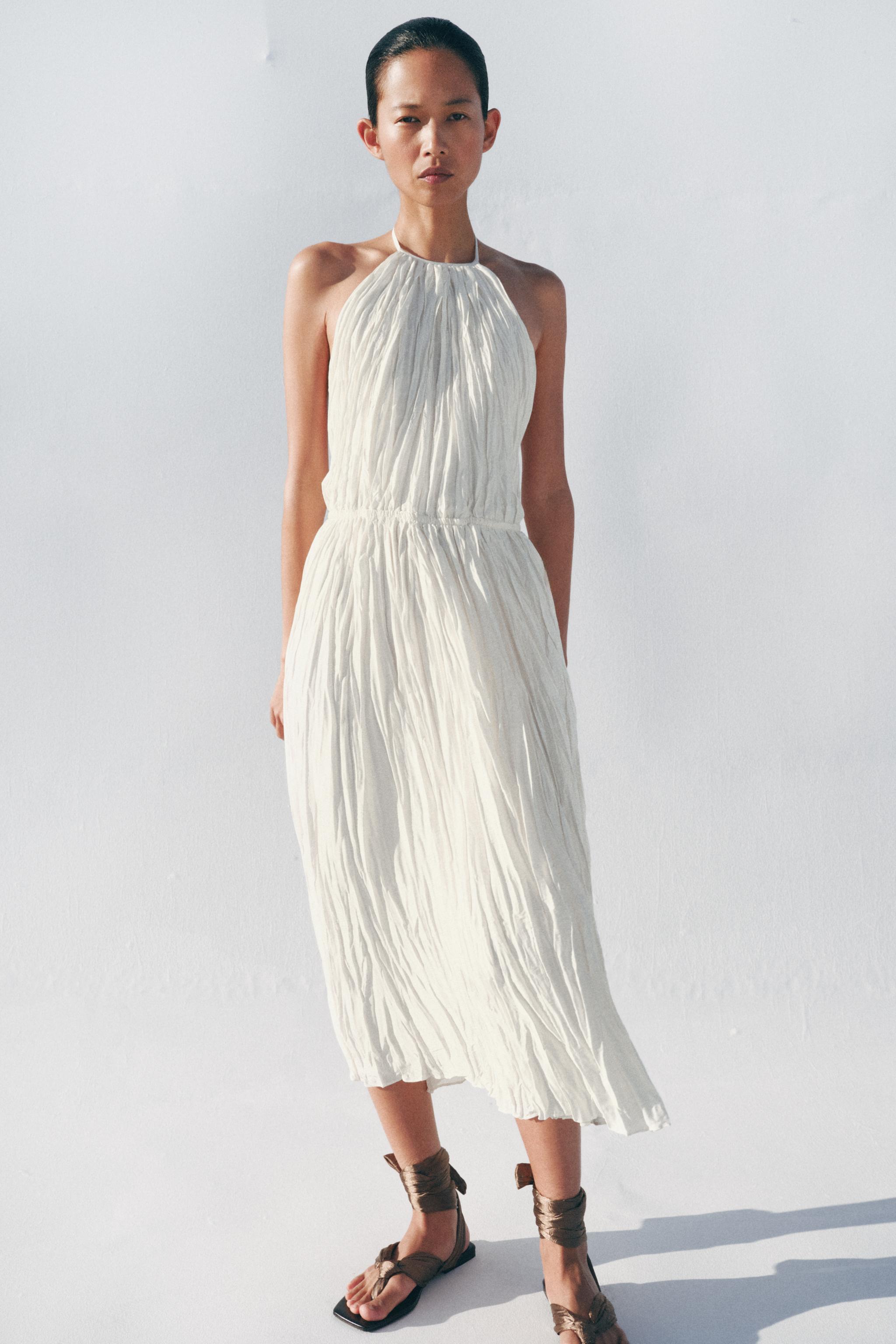 Zw Collection Pleated Halter Dress