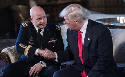 General H.R. McMaster shakes hands with Trump at Mar-a-Lago.