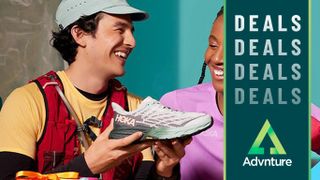 Two people with Hoka running shoe