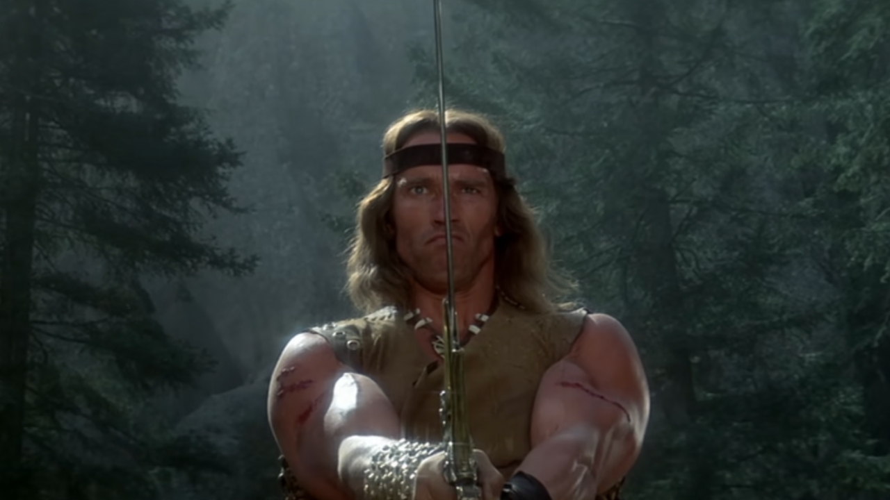 Conan with sword in front of him in Conan the Destroyer