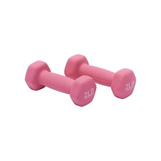 Amazon Basics Neoprene Coated Dumbbell Hand Weight Set, 2 Pound, 4 Lb, Set of 2, Pink