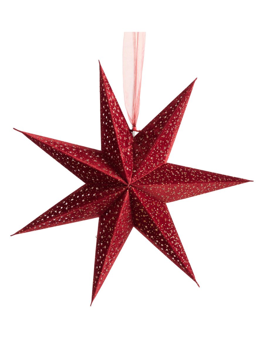 Green Velvet Paper Star Hanging Decor