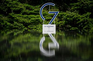 A close up of the G7 summit 2022 sign in Germany