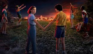 Stranger Things 3 The Hawkins kids look at the sky excitedly