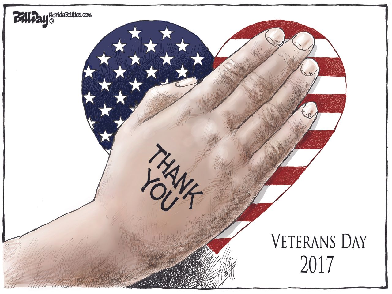 Political cartoon U.S. Veteran&amp;#039;s Day thanks