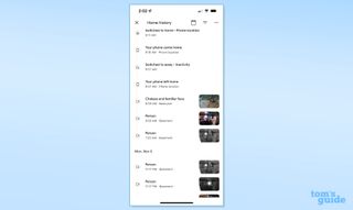 Nest Cam (indoor, wired) app video history