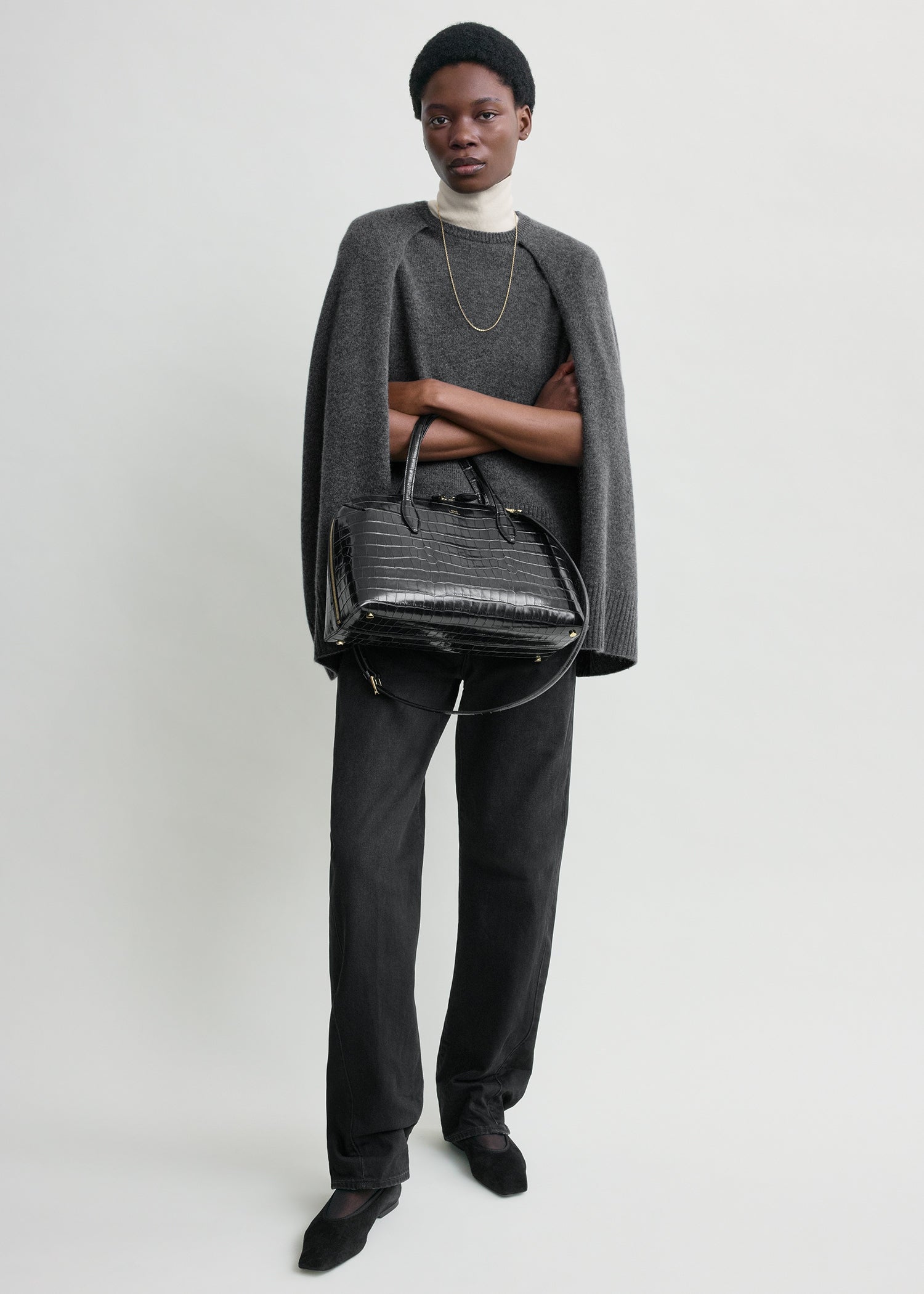 Crew Cape Knit Dark Grey