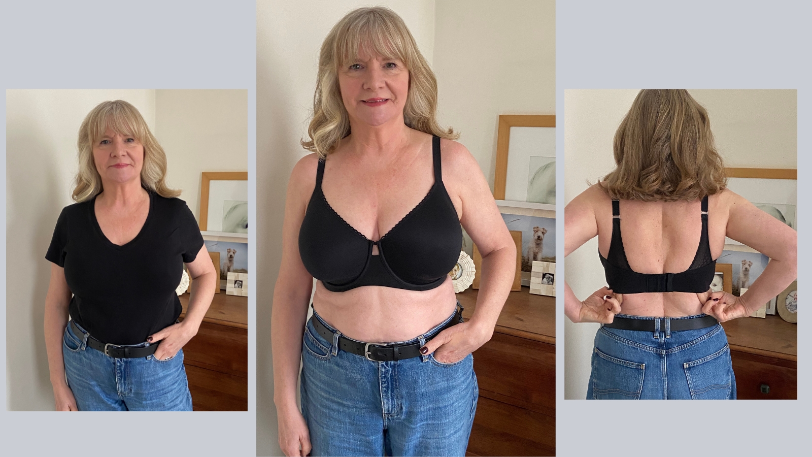 Julie Player wearing M&S cotton minimiser bra