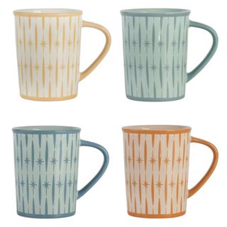 Retro Renegade 15-ounce Porcelain Mugs, Set of 4