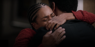 Grey's Anatomy Maggie Pierce Winston hug outside hotel room