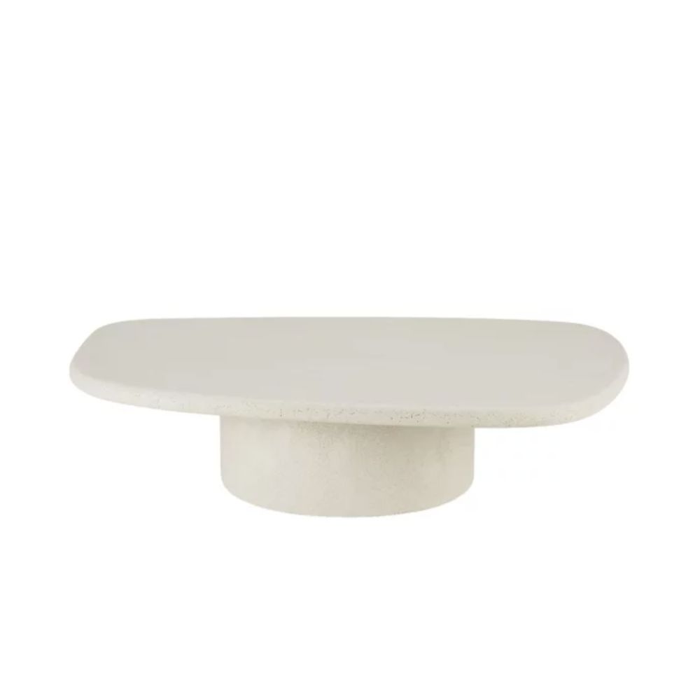 White stone curved coffee table