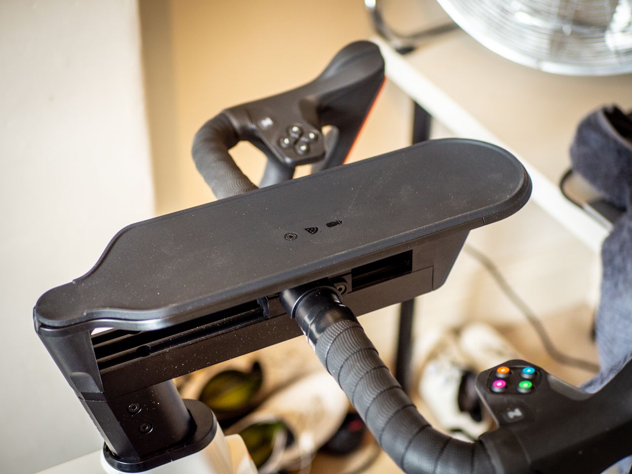 Close up details of the Zwift Ride indoor bike