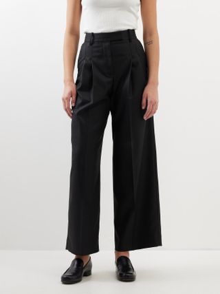 Cymbria pleated twill wide-leg trousers