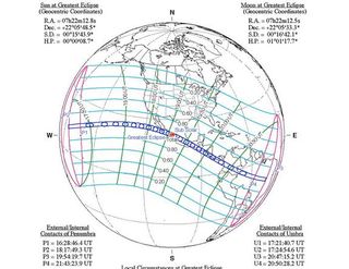 Shown here, the path of the total eclipse that occurred on July 11, 1991.