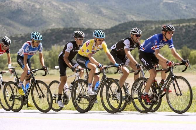 Alex Howes (Garmin-Sharp) in the race leader's yellow jersey