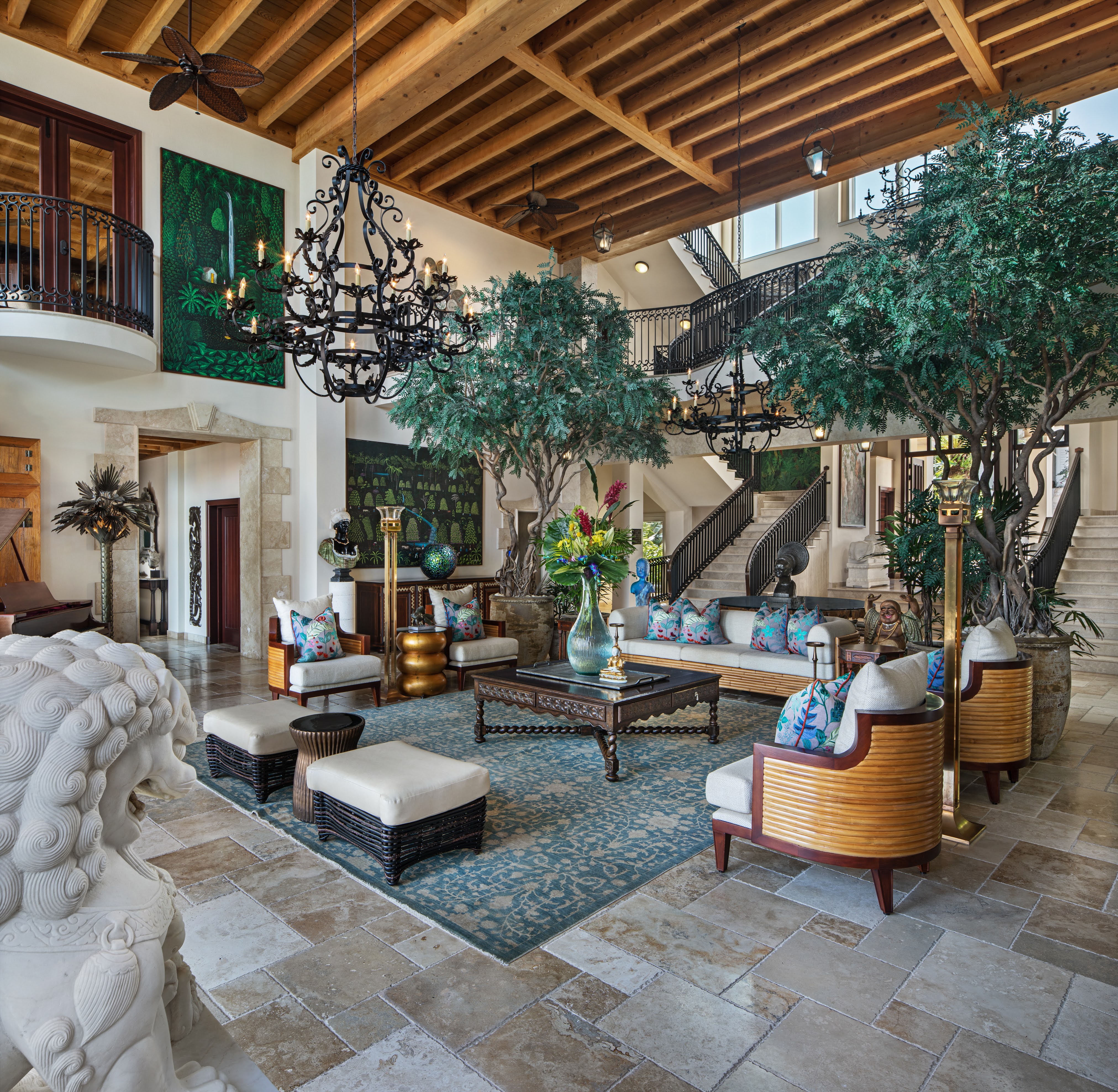 The colorful lobby at Quintessence Hotel in Anguilla