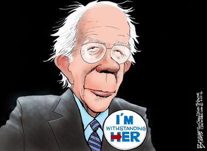 Political Cartoon U.S. Bernie Hillary 2016
