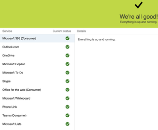 Microsoft 365 status page