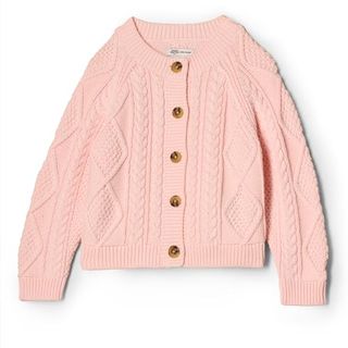 Amazon Essentials X Sofia Grainge Unisex Babies' Fisherman Cardigan Sweater, Light Pink, 18 Months