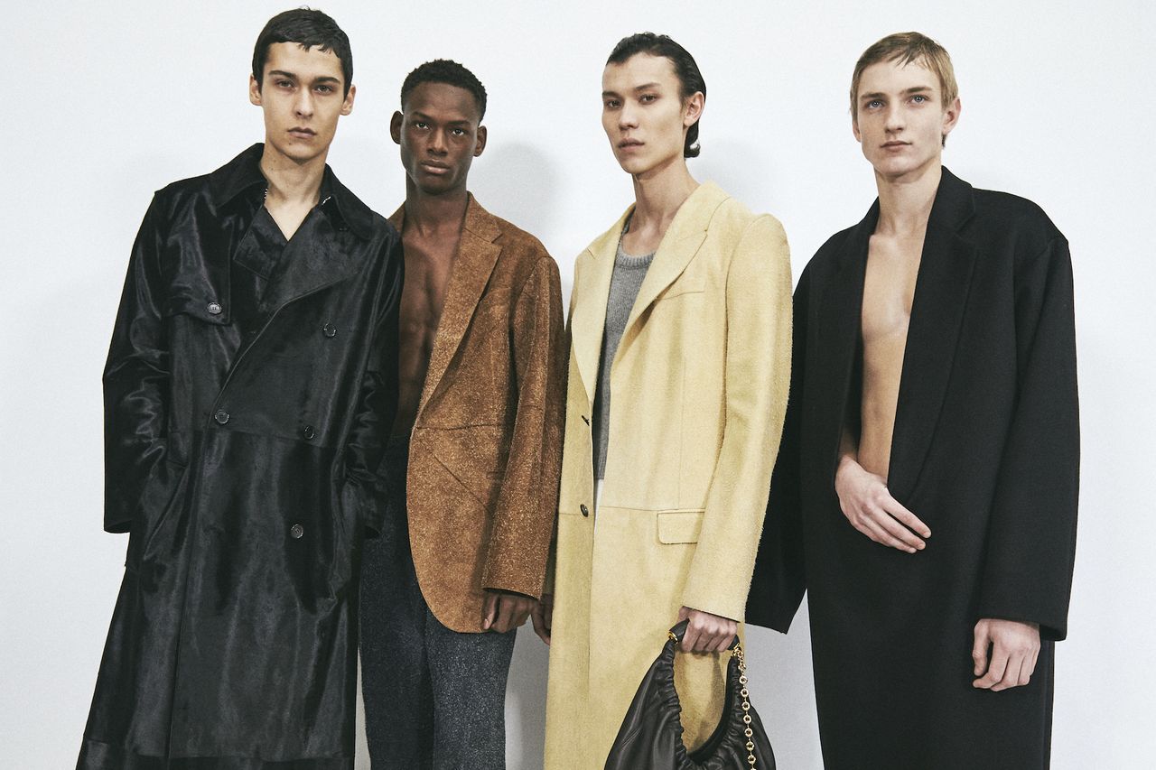 Models backstage at Loewe, a preview of Men&#039;s Fashion Week S/S 2024